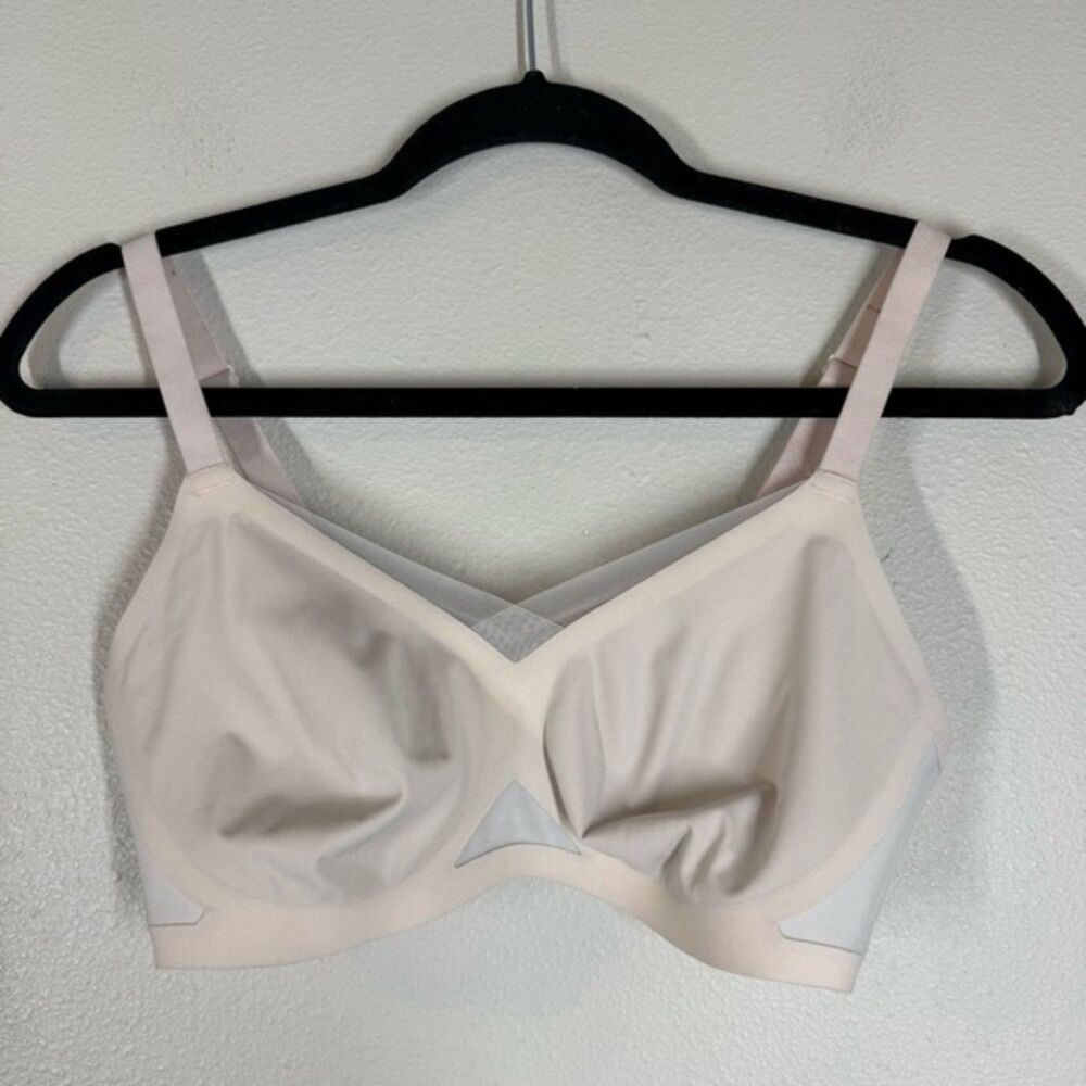 Honeylove Soft Wireless Liftwear Crossover Bra White Cream Women's Small 34B/C